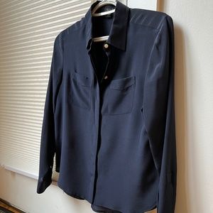 Ann Taylor navy 100%silk blouse